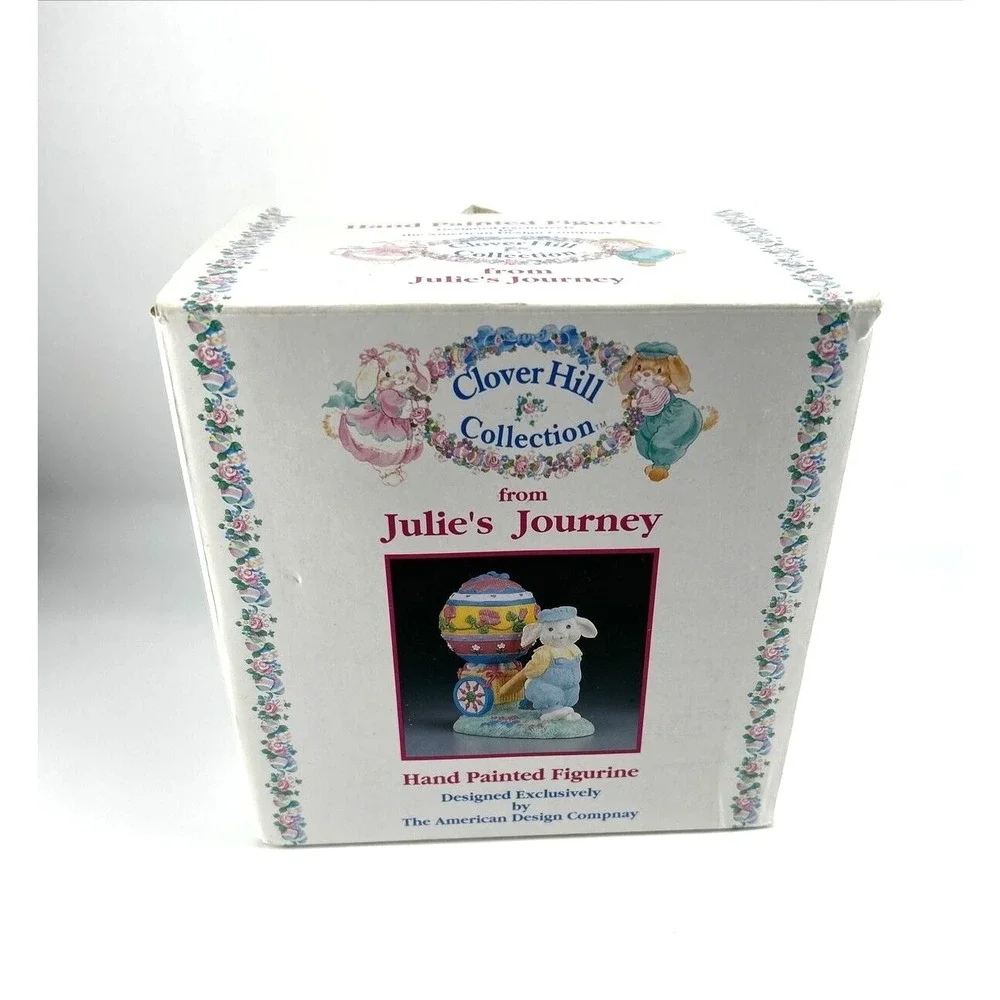 Clover Hill Julies Journey‎ Hand Painted Figurine Easter Bunny with Cart 5